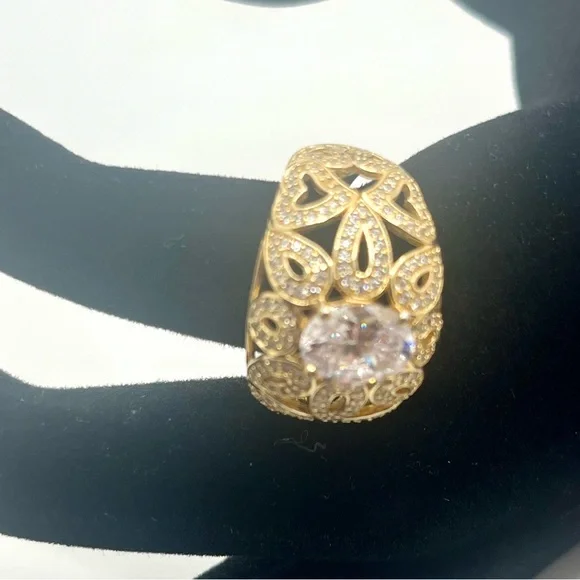 Bella Luce Gold Over Sterling Silver CZ Statement Ring - Size 8 - Picture 6 of 9